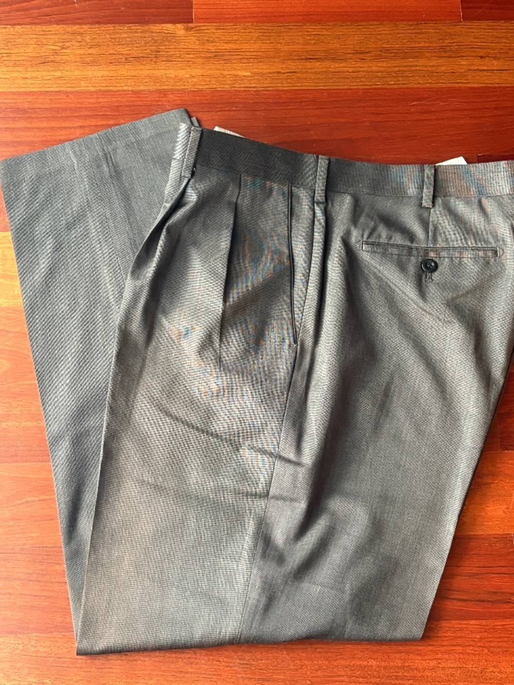 Alan Flusser Double Pleated Gray Dress Pants